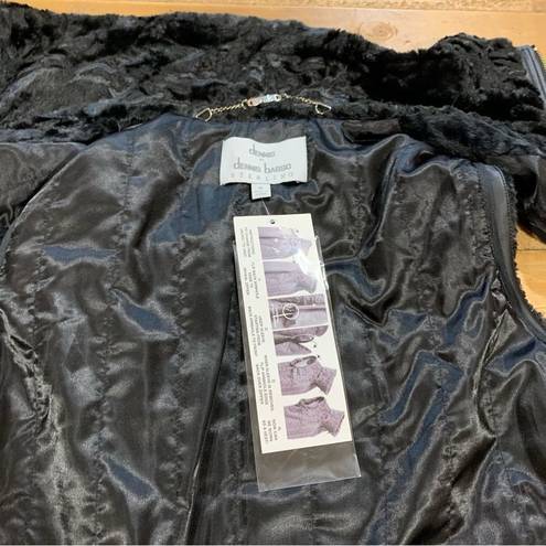 Dennis Basso  Jacket That Converts to Vest, Black Faux Fur Full Zip Women Med NWT