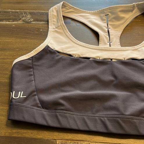 SoulCycle Soul Tack It Back Gray White Sports Bra Athletic Soul Cycle Plus Size XXL