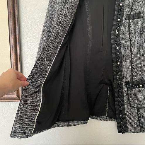 White House | Black Market WHBM | Long Tweed Embellished Trophy Blazer Jacket Size 00