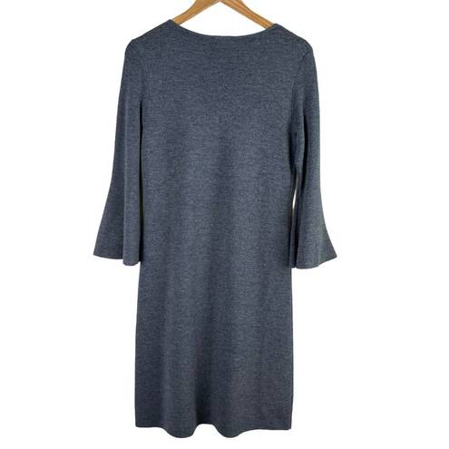 Talbots  Merino Wool Flounce Sleeve Sweater Dress Shift in Gray, Size Small