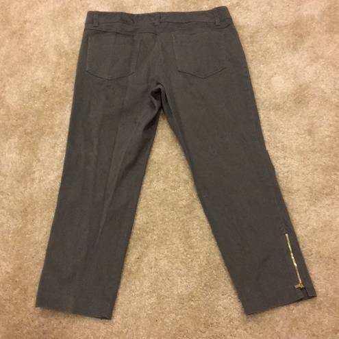 Cache  Olive Cropped Pants Side Zippers Size 12