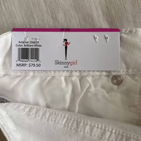 Skinny Girl  highrise button front cropped jeans pants wide leg white 33/25 NEW