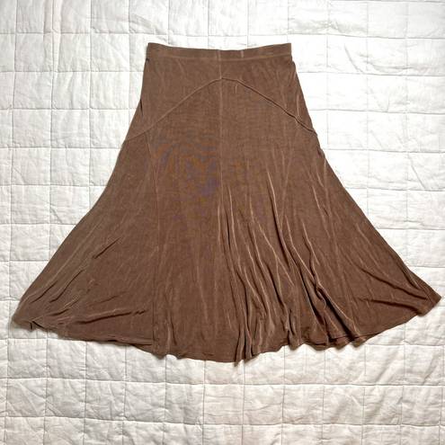 Coldwater Creek  Brown Slinky Western Style Midi A-line Skirt - S/M