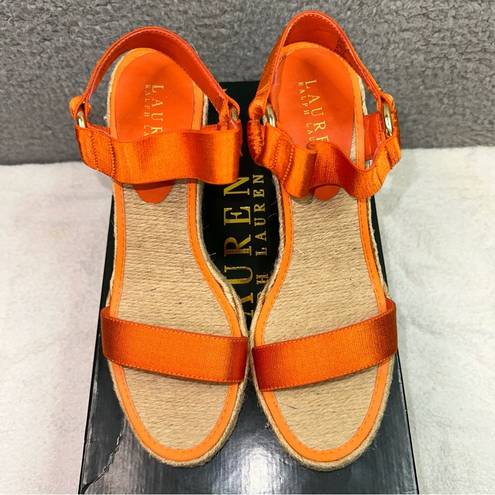 Ralph Lauren Lauren  Shoes Women's 7.5B Indigo Orange Espadrille Wedge Ankle