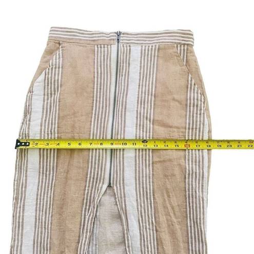 BCBGeneration  Midi Pencil Skirt Sand Combo Ivory Tan Stripes Pockets Size 6, S23