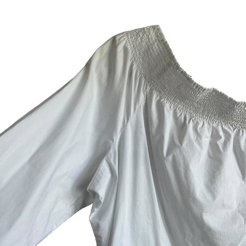 Tommy Hilfiger  Women Top Smock Neckline Large Cuff Sleeve 2X White Coastal Beach