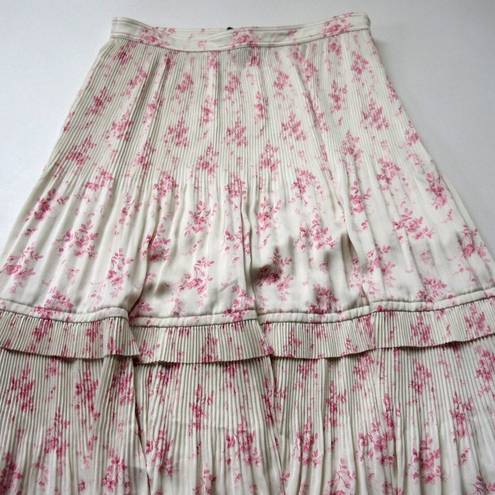 Polo  Ralph Lauren Jaclyn Pleated Midi in Gentle Floral Vine Satin Skirt 4 $298