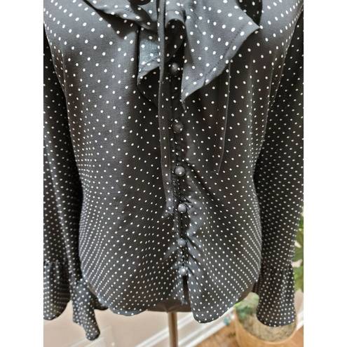 fab'rik  Women's Black 100% Polyester Long Sleeve V-Neck Blouse Size Large