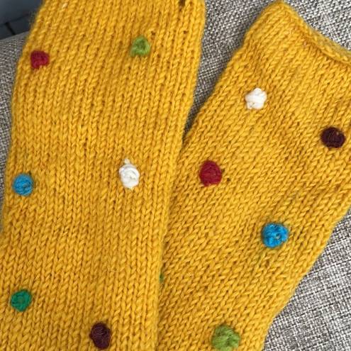 Yellow Long Wool Polka Dot Gloves