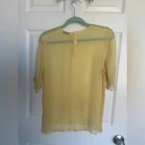 Giorgio Armani Vintage  unicorn top! Beautiful yellow, sheer, silk blend, flaws