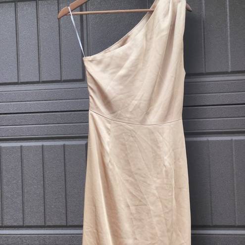 Elliatt  Cassini Satin One-Shoulder Designer Dress Cadet Gold NWT Medium