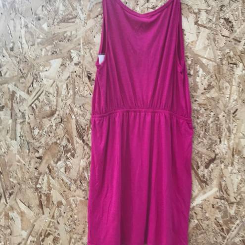 Sonoma  pocket pink berry Henley knee length dress Large shirt dress