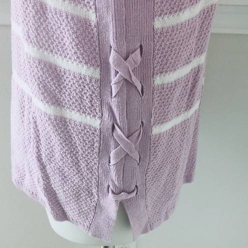 The Moon Design365 Striped Crew Neck Sweater Knit Violet Pullover Size L MSRP $108