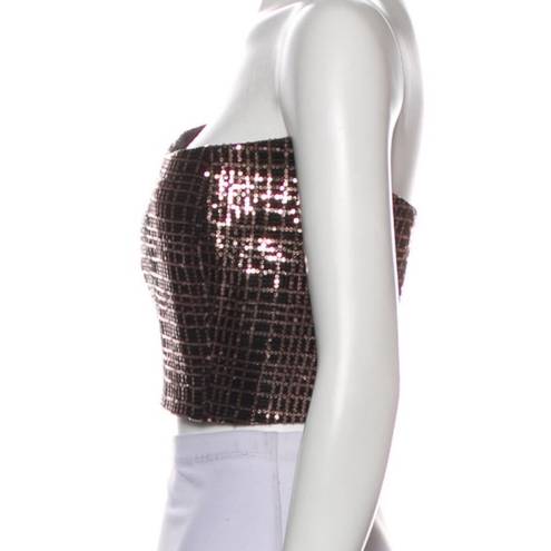 Michelle Mason NWT  Sequin Sparkly Crop Top Going Out Party Tube Rose Gold Black