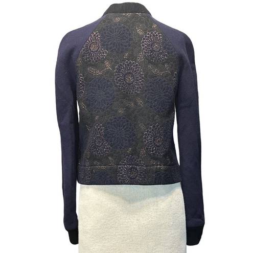 Martin Grant Paris Brocade Bomber Jacket in Blue 4 36 Womens Jacquard Coat Size undefined