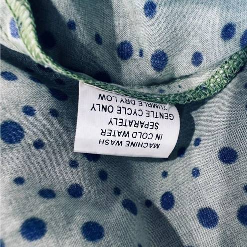 Tuckernuck  Bindu Green Matilda Tie Shoulder Maxi Dress Blue Polka Dots Small