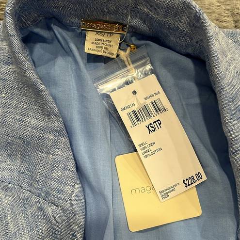 Magaschoni  NWT 100% Linen baby blue double breasted blazer - XS ($228 retail)