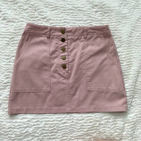 Forever 21 NWOT  Denim Mini Skirt Size S Dusty Rose Pastel Pink Kawaii Buttons
