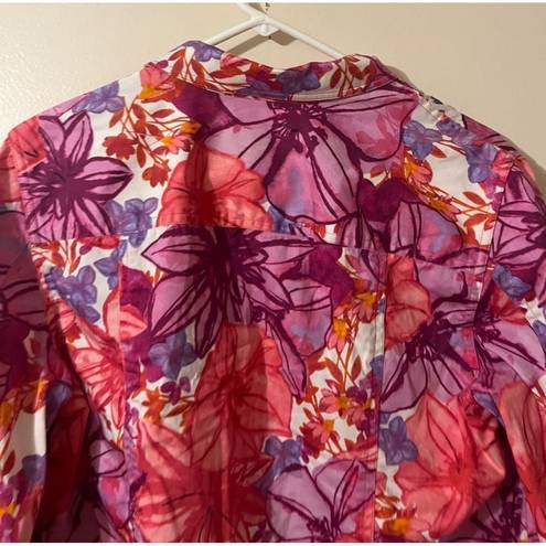 Coldwater Creek  blazer jacket floral top long sleeve pink pm petite medi…