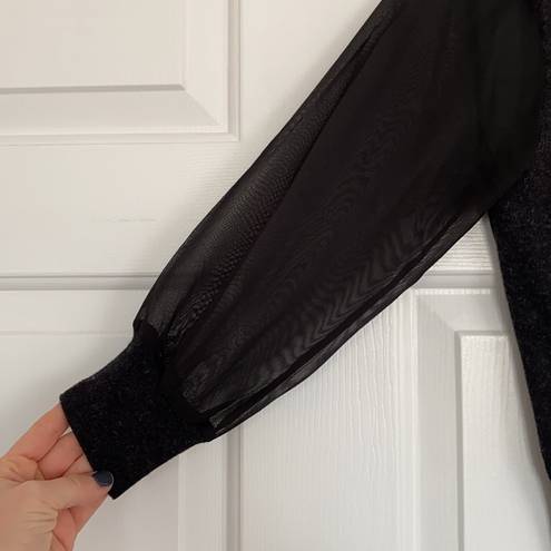 BKE Boutique black embellished cardigan with chiffon sleeves and back.