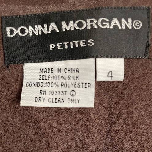 Donna Morgan  Petites 100% Silk Wild Brown Animal Print Top size 4