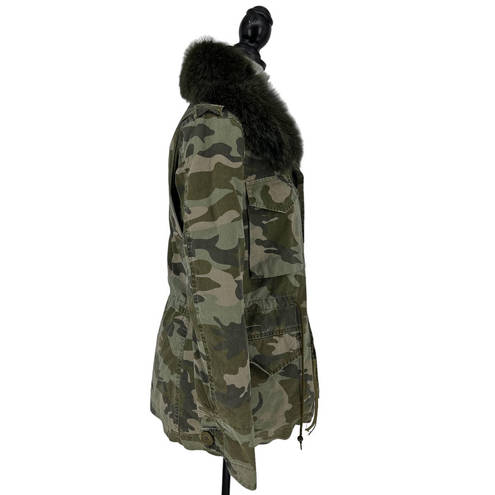 ma*rs MR &  ITALY Camouflage Print Coat with Fox Fur Collar