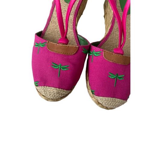 Ralph Lauren LAUREN  Cala Pink Dragonfly Espadrille Wedges Sz 9.5