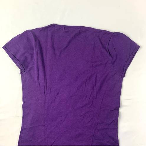 August Silk  Knits Purple Cap Sleeve Lace Accent Top