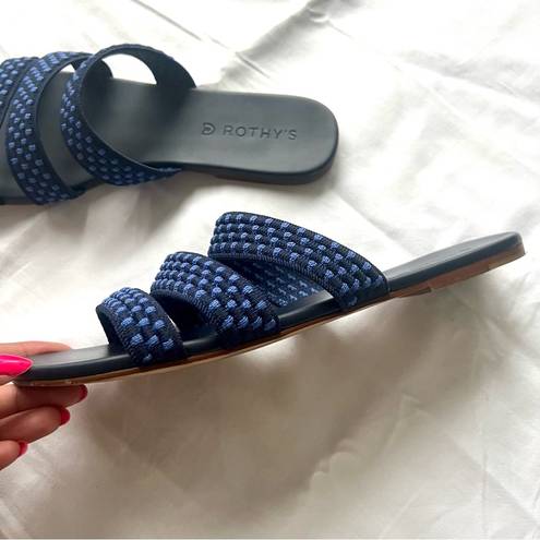 Rothy's  Triple Strap Woven Sandal Blue
Basket Weave Size 8.5