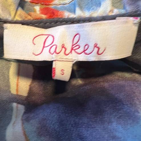 Parker  Abstract Watercolor Print Long Sleeve Blouse Small New