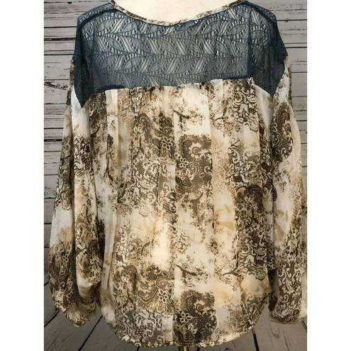 Blu Pepper Stitch Fix  Peasant Medium Blouse Lace Sheer Hippie Hobo Boho Womans