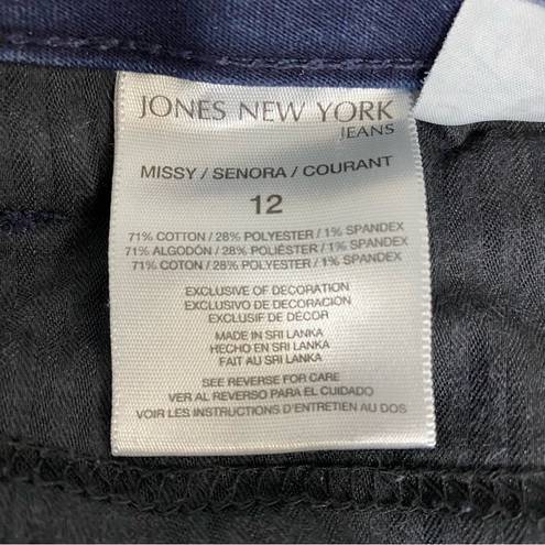 Jones New York Jeans Indigo Blue Size 12 Sutton Straight Leg Stretch Slimming