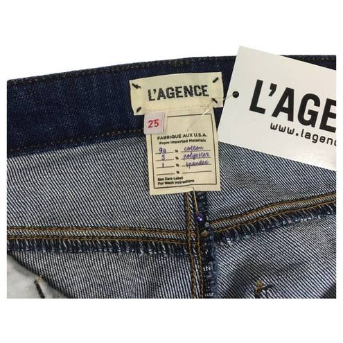 L'Agence New  Jeans Womens 25 Boot Cut Mid Rise Wiskering Raw Hem Medium Wash Blue