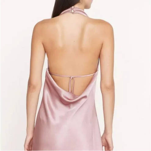 Vince NEW $495  Open back Satin Halterneck Maxi Dress in Baby Pink