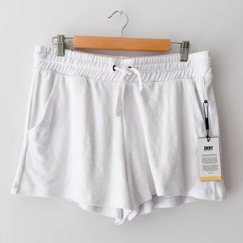 DKNY  Sport Women's White Towel Terry Cloth Drawstring Shorts Size M