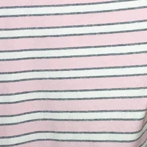 American Apparel  Pink Gray Striped Off Shoulder Bodysuit New L