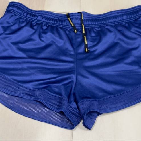 Nike  Women’s Royal Blue Running Shorts with Gold Glittery Swoosh Size L #616-10