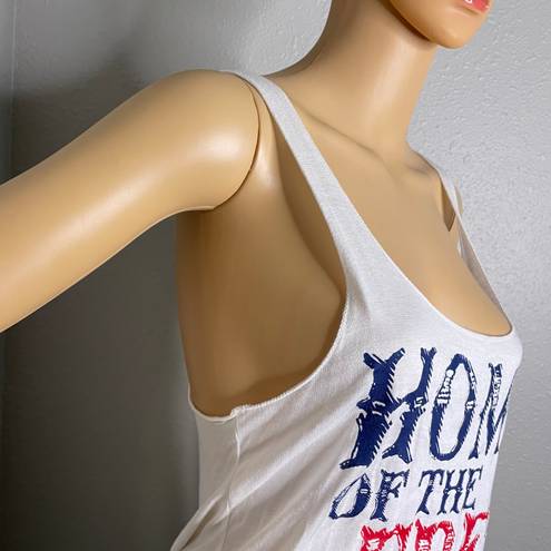 Sweet Claire Red White Blue Home Of The Free Because Of The Brave Tank Top Large