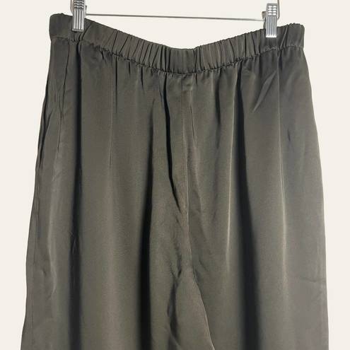 Lafayette 148  Brown Riverside Satin Wide Leg Trouser Pants Size L