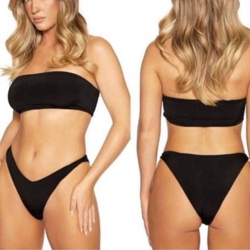 Naked Wardrobe NEW  Women's Size Small Black Two Piece Bandeau Bikini Set