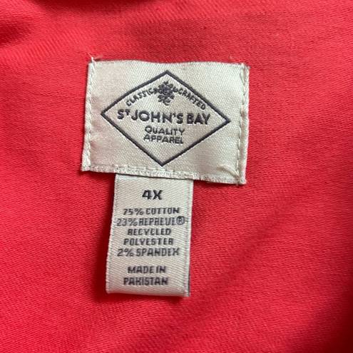 St. John’s Bay St. John's Bay Midweight Denim Jacket Radiant Coral Women's Plus Size 4X