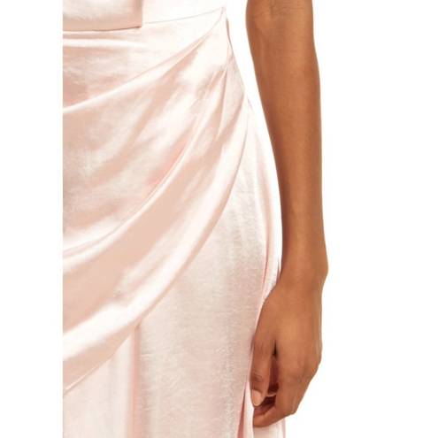 Elliatt  Alaia Asymmetric Satin Cocktail Dress in Blush Size Medium