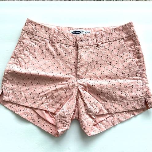 Old Navy  Pink Eyelit Mid Rise Shorts Sz 0