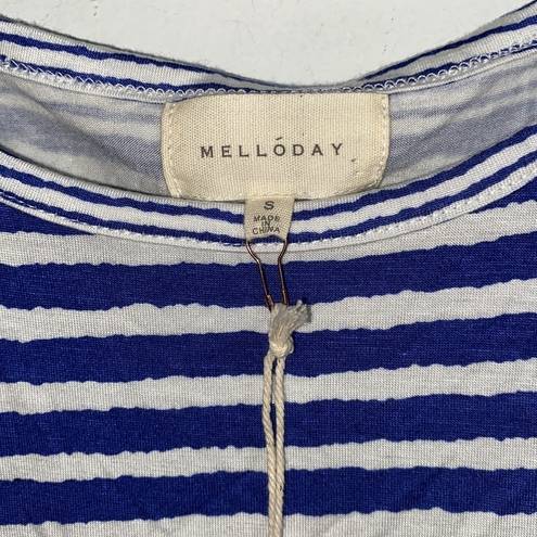 MELLODAY  striped shirt tank top twist knot hem has stretch small‎ nautical NEW