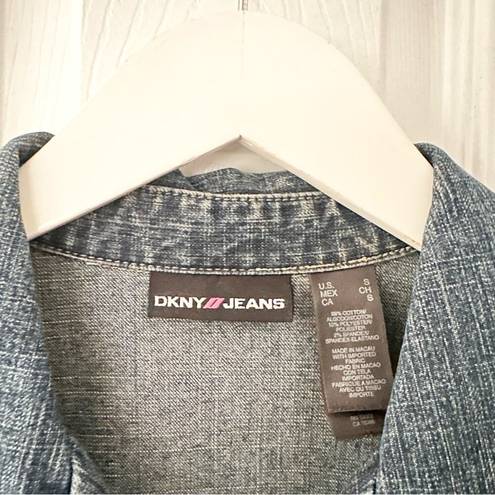 DKNY  Jeans Vintage Y2K Full Zip Utility Pocket Style Peplum Denim Jacket Small