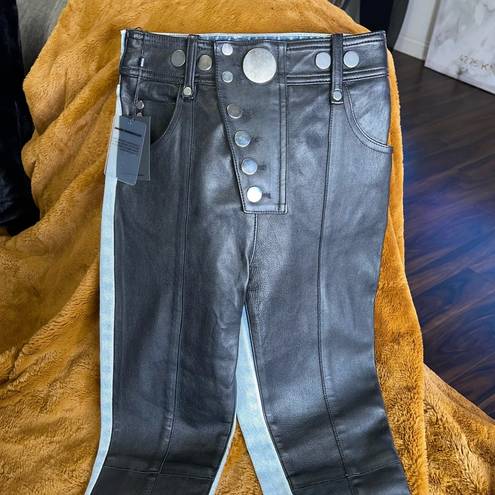 Alexander Wang  Snap-Detailed Leather and Denim Skinny Pants