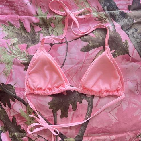 Bubblegum pink striped y2k bikini top