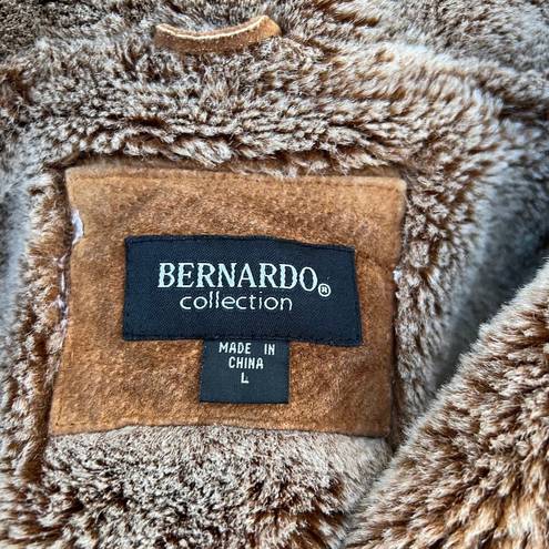 Bernadino Collection suede leather faux fur lined penny lane style trench coat Size L