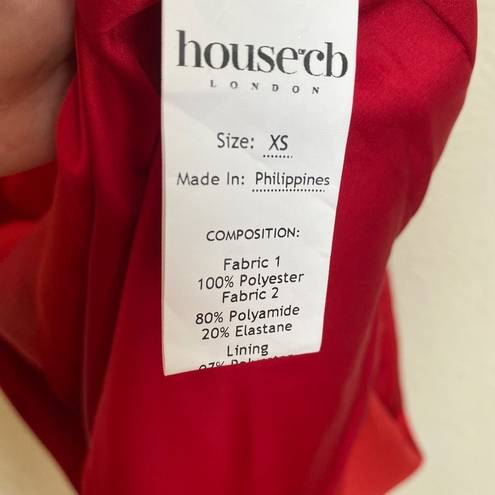 House Of CB  “Lulu” Red Asymmetric Drape Midi Corset Dress NWOT size XS