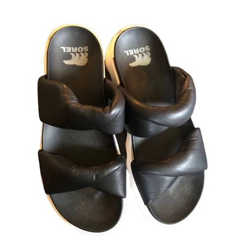 Sorel Viibe Puff Platform Sandal Slide Size 11 Black Summer Comfort Slip On